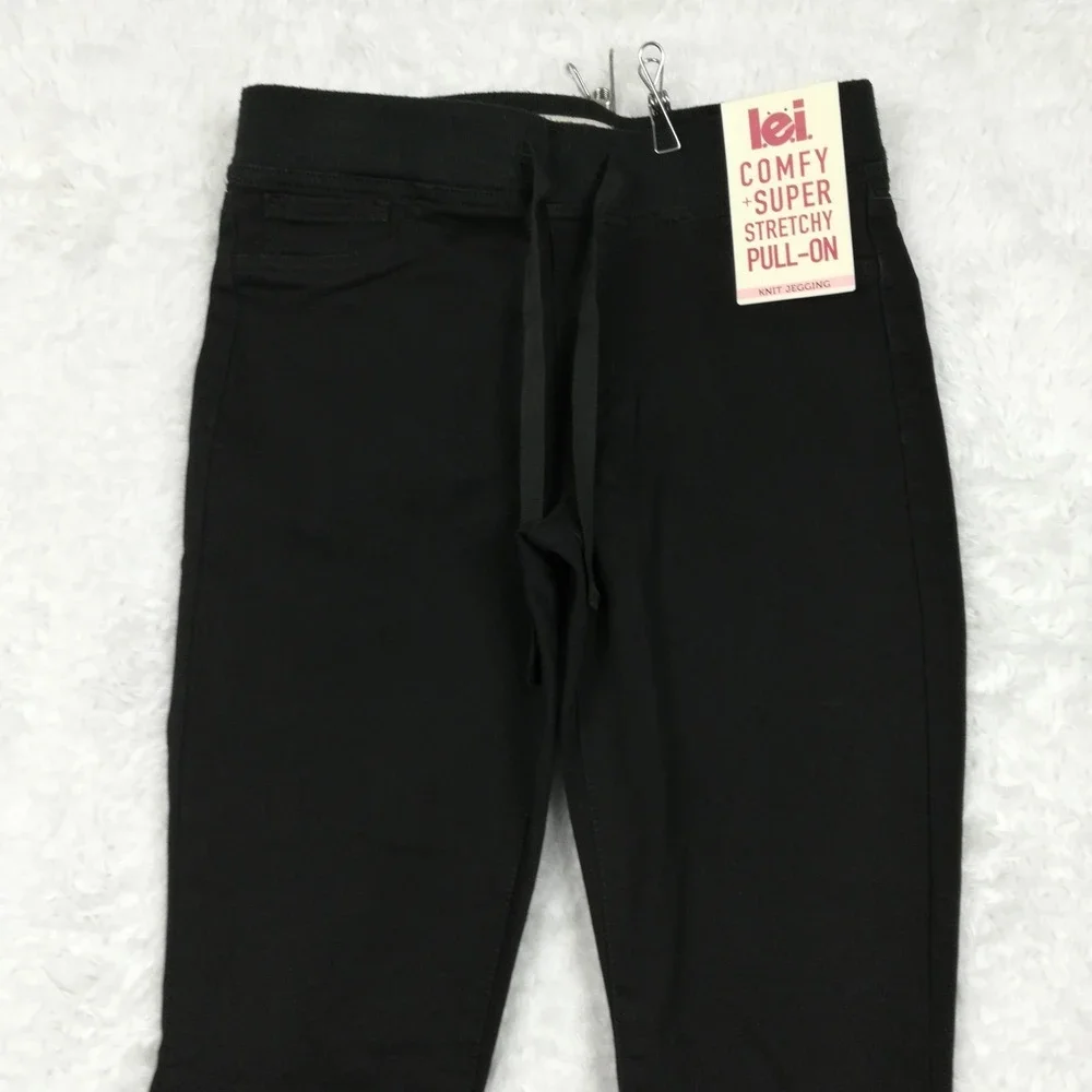 Lei Womens Pants Jeggings Comfy Super Stretch Pull On Black Knit Junior M New